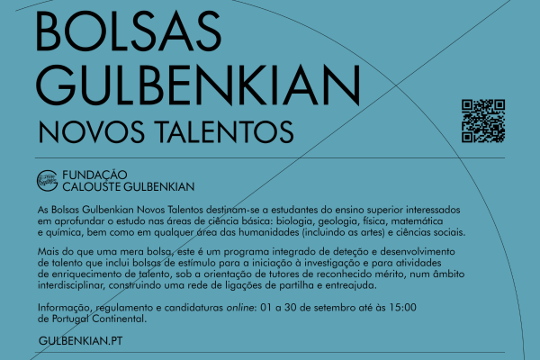 Candidaturas: Bolsas Gulbenkian Novos Talentos